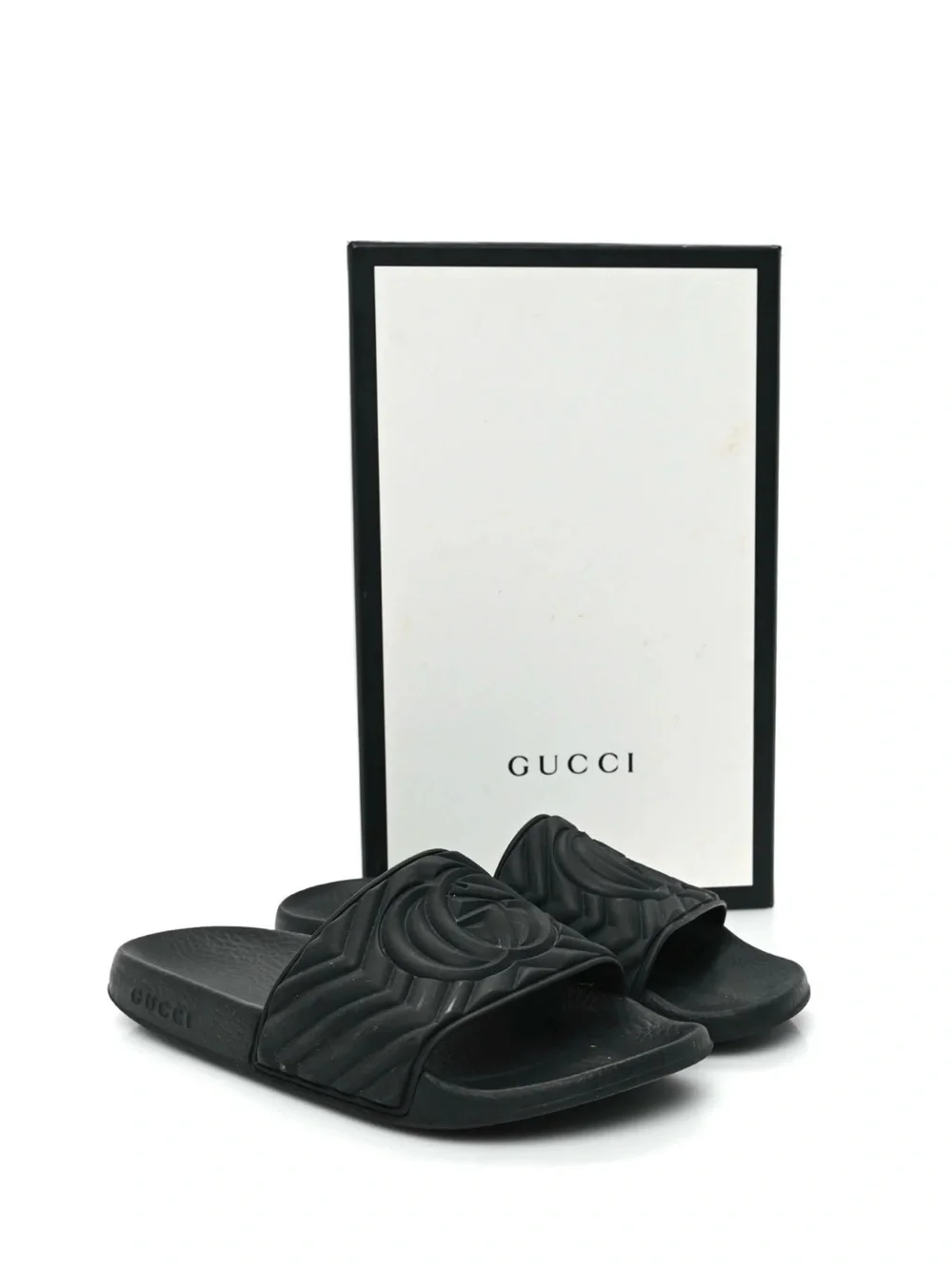 Gucci: Men’s Black Maltese Quilted GG Logo Slides Size:11.5 New in Box